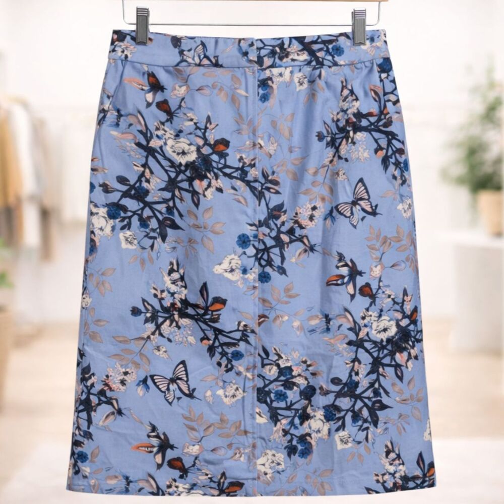 J. Crew Birds & Floral Print Cotton Voile Skirt Size 4 | Botanical Cottagecore